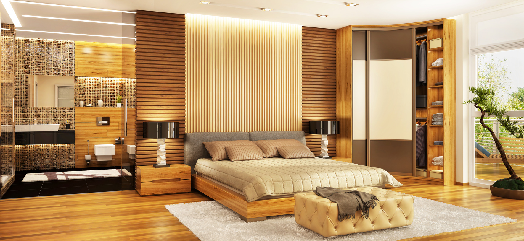 Royal bedroom with luxurious bathroom